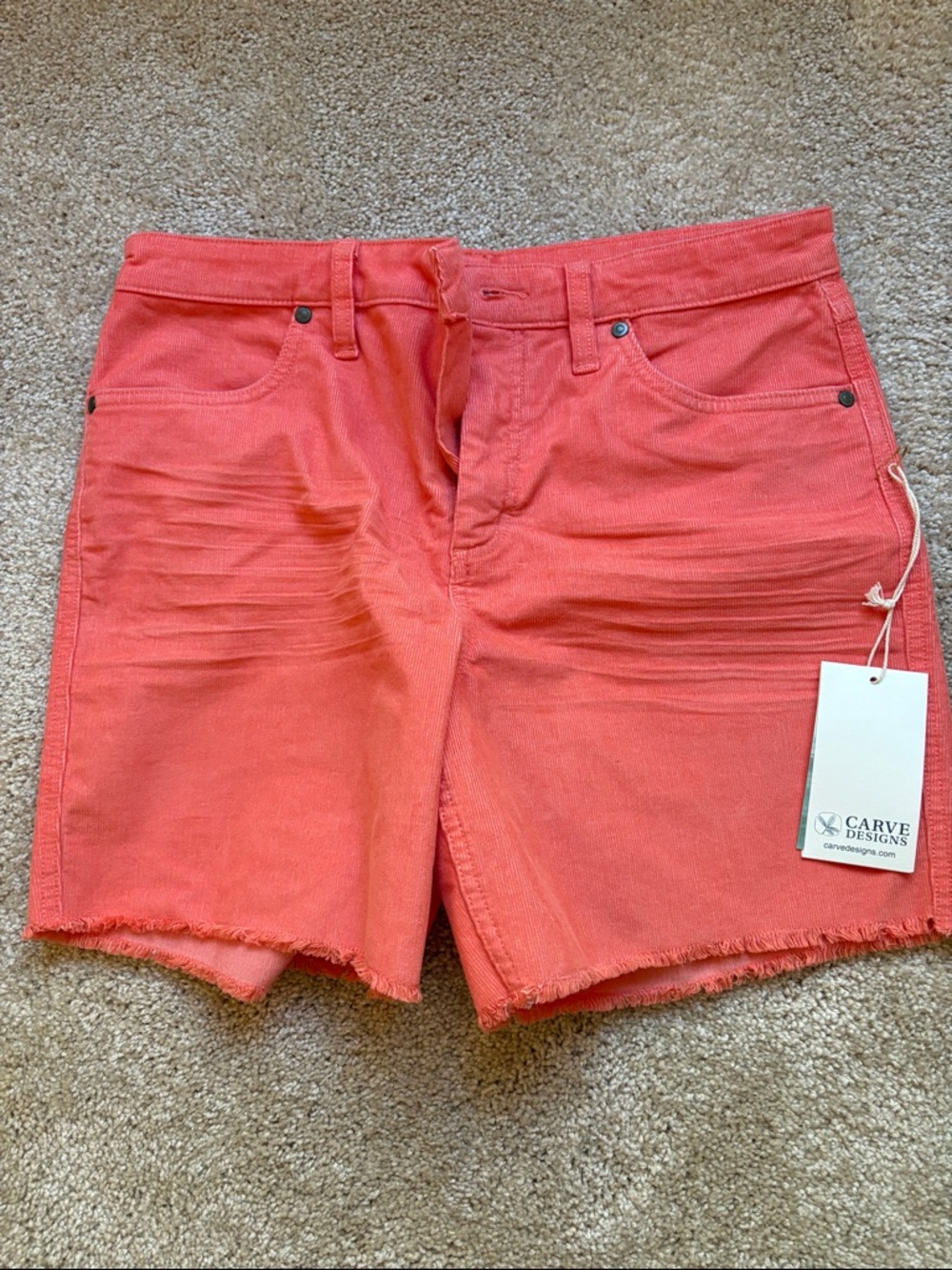 Carve Designs Coral Raw-Hem Denim Shorts
